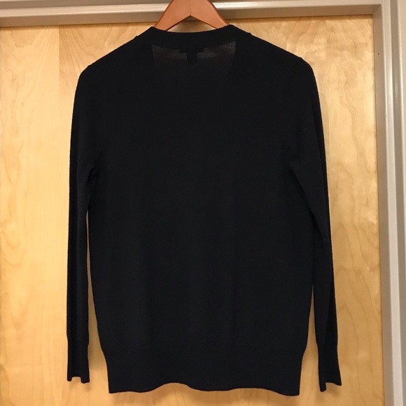 J CREW COLLECTION LEATHER MERINO CARDIGAN NAVY S - Picture 6 of 8